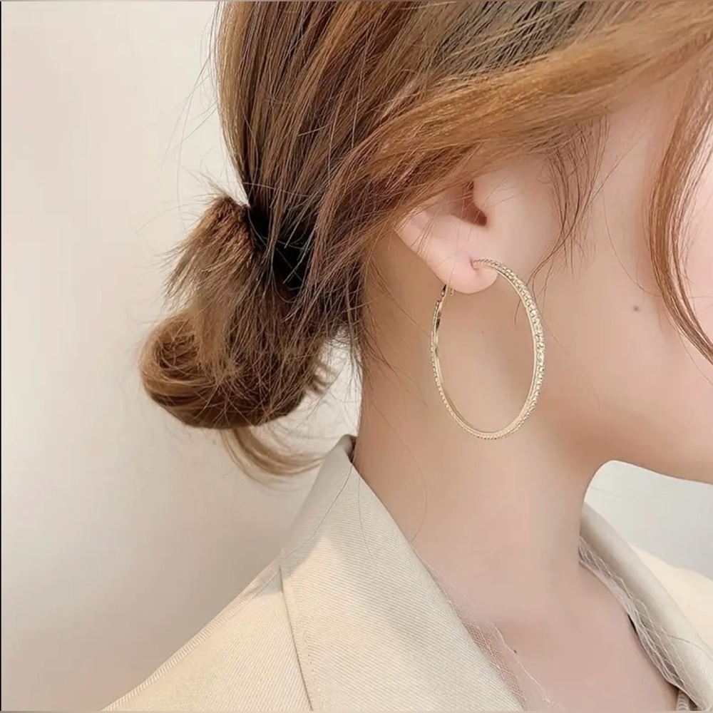 Earrings Full Sparkling Rhinestone Inlaid Hoop Earrings